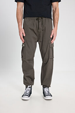 Regular Fit Normal Kesim Normal Bel Dar Paça Haki Jogger Pantolon - Khaki-WM03002801 (görsel 3)