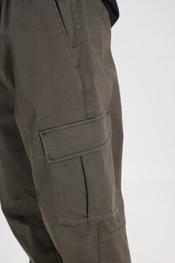 Regular Fit Normal Kesim Normal Bel Dar Paça Haki Jogger Pantolon - Khaki-WM03002801 (görsel 5)