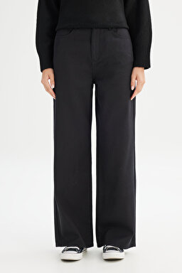 Straight Fit Düz Kesim Normal Bel Siyah Pantolon - Black-WW09001001 (görsel 2)