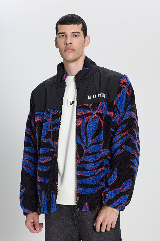 Oversize Fit Rahat Kesim Dik Yaka Tam Fermuarlı Sherpa Ceket