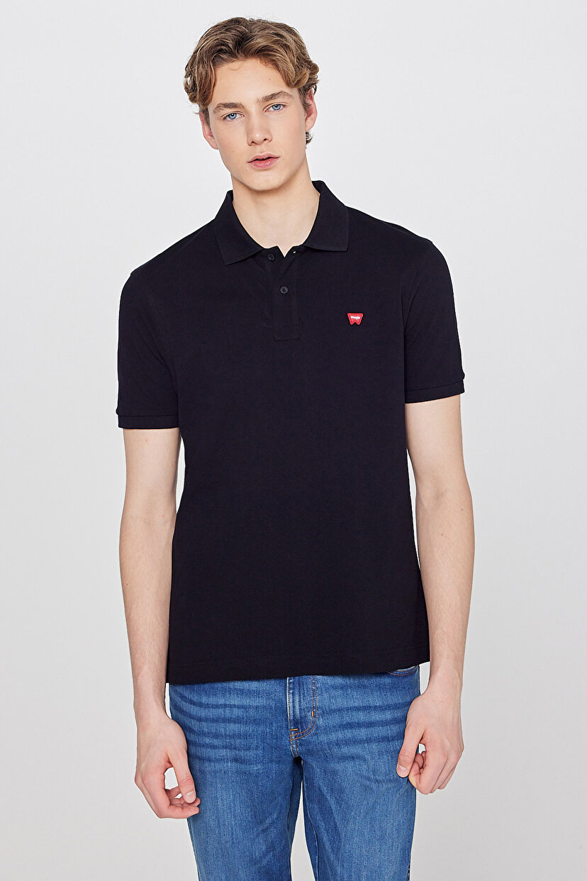 Regular Fit Normal Kesim Polo Yaka %100 Pamuk Siyah Tişört